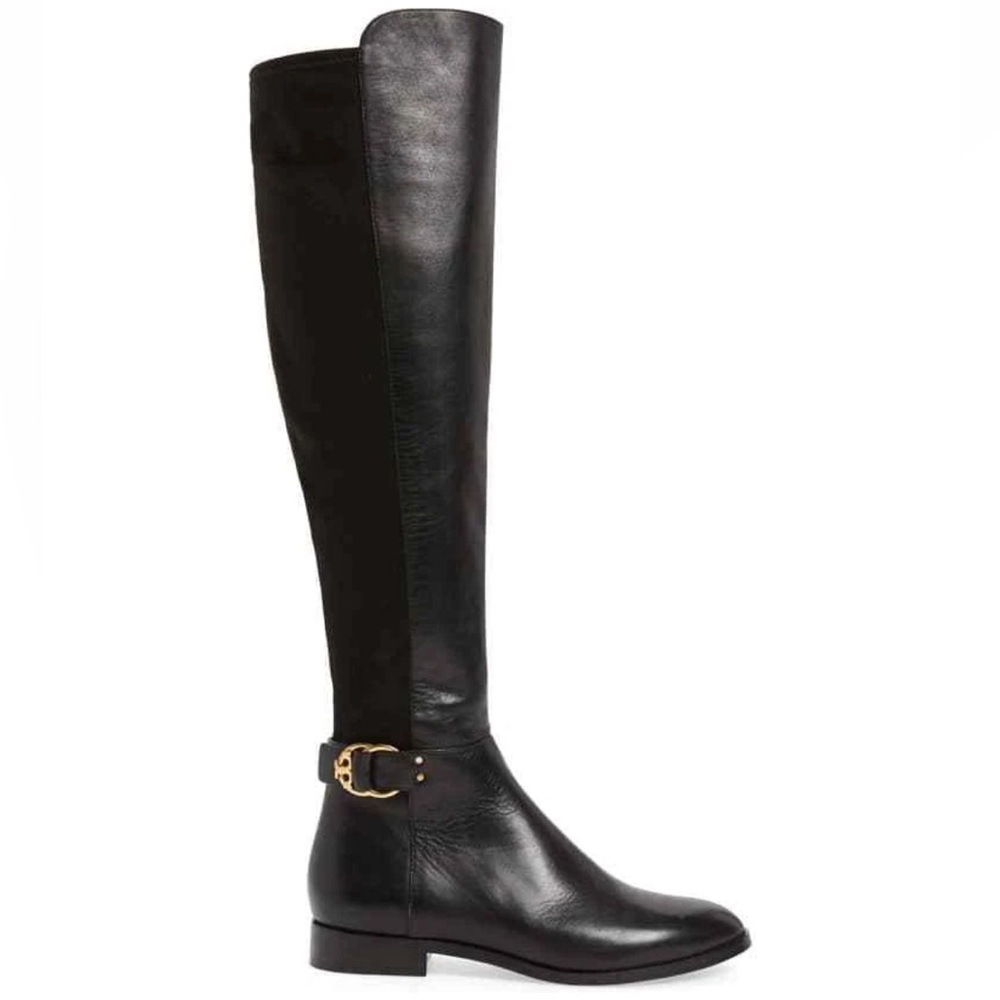 Tory Burch Marsden Over The Knee Black Leather Boots Size 9M